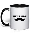 Mug with a colored handle Little man mustache black фото