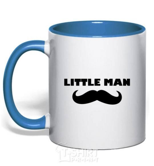 Mug with a colored handle Little man mustache royal-blue фото