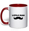 Mug with a colored handle Little man mustache red фото