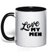 Mug with a colored handle Love my men black фото