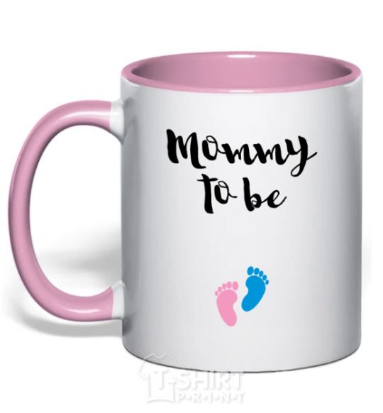Mug with a colored handle Mommy to be legs light-pink фото