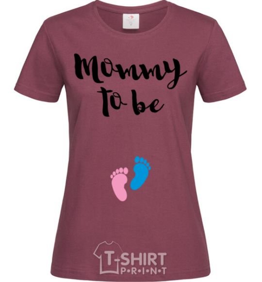 Женская футболка Mommy to be legs Бордовый фото