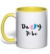 Mug with a colored handle Daddy to be legs yellow фото