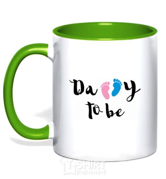 Mug with a colored handle Daddy to be legs kelly-green фото