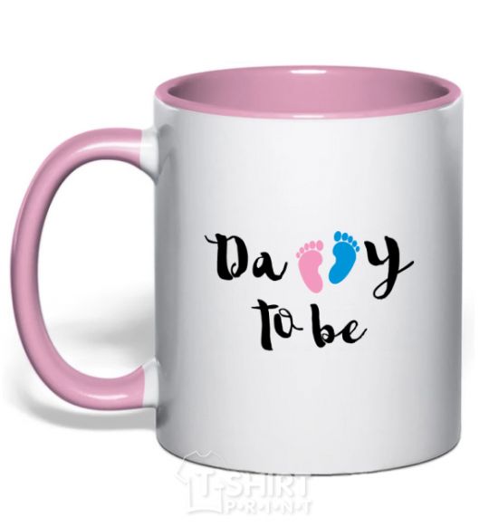 Mug with a colored handle Daddy to be legs light-pink фото