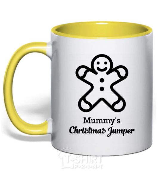 Чашка с цветной ручкой Mommy's christmas jumper Солнечно желтый фото