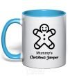 Mug with a colored handle Mommy's christmas jumper sky-blue фото