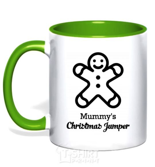 Mug with a colored handle Mommy's christmas jumper kelly-green фото
