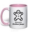 Mug with a colored handle Mommy's christmas jumper light-pink фото