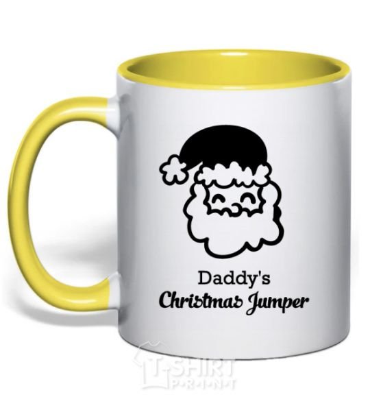 Mug with a colored handle Daddy's christmas jumper yellow фото