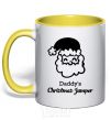 Mug with a colored handle Daddy's christmas jumper yellow фото