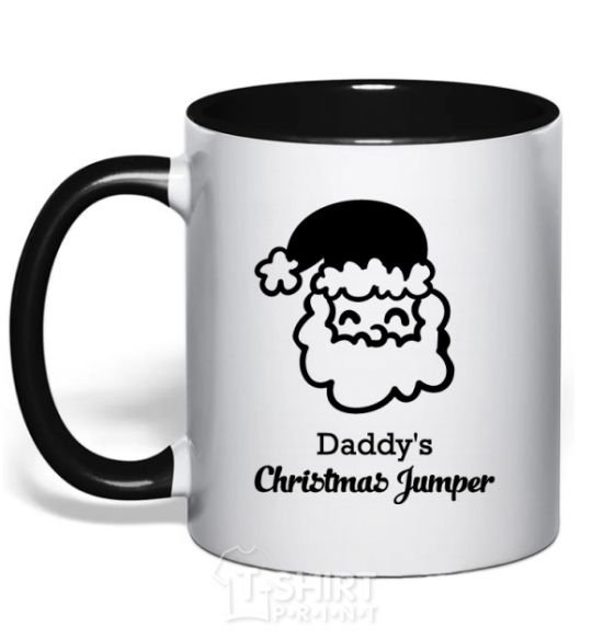 Mug with a colored handle Daddy's christmas jumper black фото