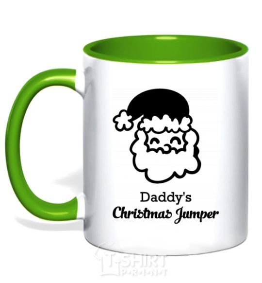 Mug with a colored handle Daddy's christmas jumper kelly-green фото