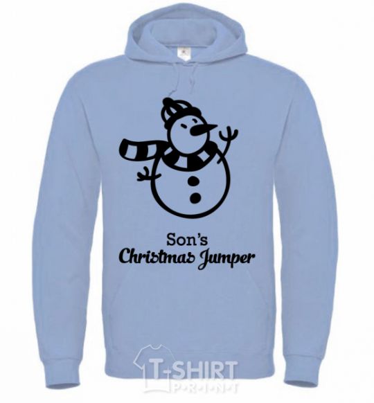 Men`s hoodie Son's christmas jumper sky-blue фото