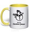 Mug with a colored handle Son's christmas jumper yellow фото