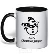 Mug with a colored handle Son's christmas jumper black фото