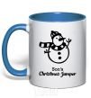 Mug with a colored handle Son's christmas jumper royal-blue фото