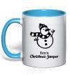 Mug with a colored handle Son's christmas jumper sky-blue фото