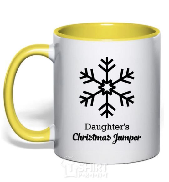 Mug with a colored handle Daughter's christmas jumper yellow фото