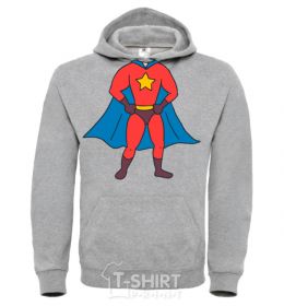 Мужская толстовка (худи) Super dad costume Серый меланж фото