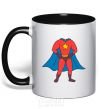 Mug with a colored handle Super dad costume black фото