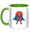 Mug with a colored handle Super dad costume kelly-green фото