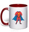 Mug with a colored handle Super dad costume red фото
