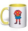 Mug with a colored handle Super daughter costume yellow фото