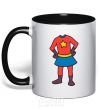 Mug with a colored handle Super daughter costume black фото