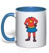 Mug with a colored handle Super daughter costume royal-blue фото