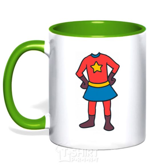 Mug with a colored handle Super daughter costume kelly-green фото