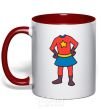 Mug with a colored handle Super daughter costume red фото