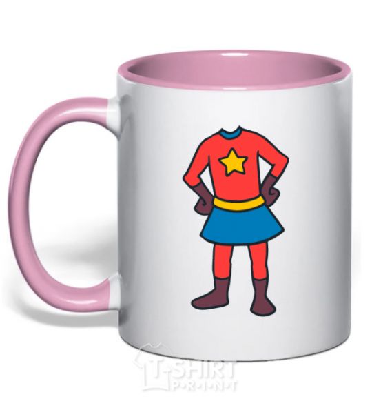Mug with a colored handle Super daughter costume light-pink фото