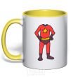Mug with a colored handle Super son costume yellow фото