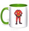 Mug with a colored handle Super son costume kelly-green фото