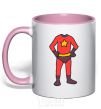 Mug with a colored handle Super son costume light-pink фото
