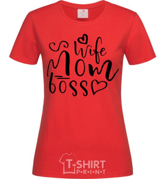 Women's T-shirt Mom wife boss red фото