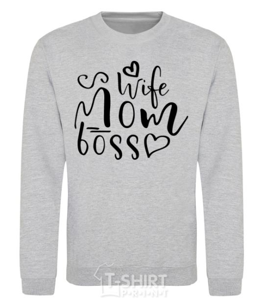 Sweatshirt Mom wife boss sport-grey фото