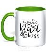 Mug with a colored handle Husband dad boss kelly-green фото