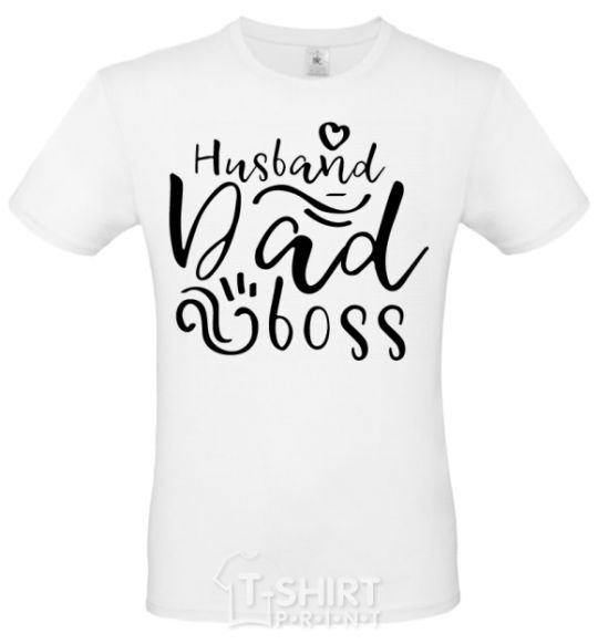 Men's T-Shirt Husband dad boss White фото