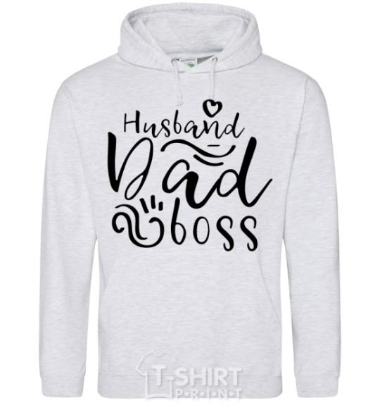 Men`s hoodie Husband dad boss sport-grey фото