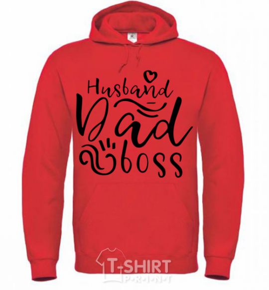 Men`s hoodie Husband dad boss bright-red фото