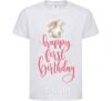 Kids T-shirt Happy first birthday rabbit White фото