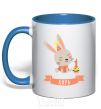 Mug with a colored handle Bunny one year old Kira royal-blue фото