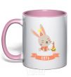 Mug with a colored handle Bunny one year old Kira light-pink фото