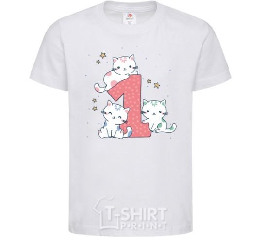 Kids T-shirt One year old kitties White фото