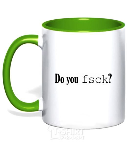 Mug with a colored handle Do you fsck? kelly-green фото