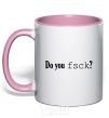 Mug with a colored handle Do you fsck? light-pink фото