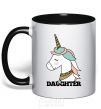 Mug with a colored handle Winter family daughter black фото