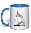 Mug with a colored handle Winter family daughter royal-blue фото